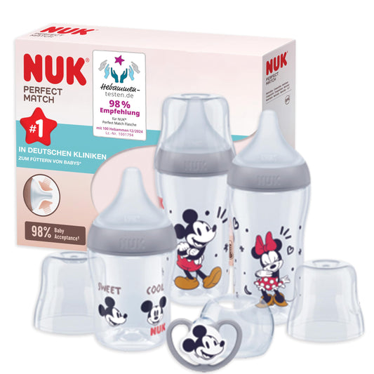 NUK First Choice+ Babyflaschen Starter Set | 0–6 Monate | 4 Flaschen mit Temperature Control & Flaschenbox | Anti-Colic Air System | BPA-frei | Disney Winnie Puuh - Meloni2
