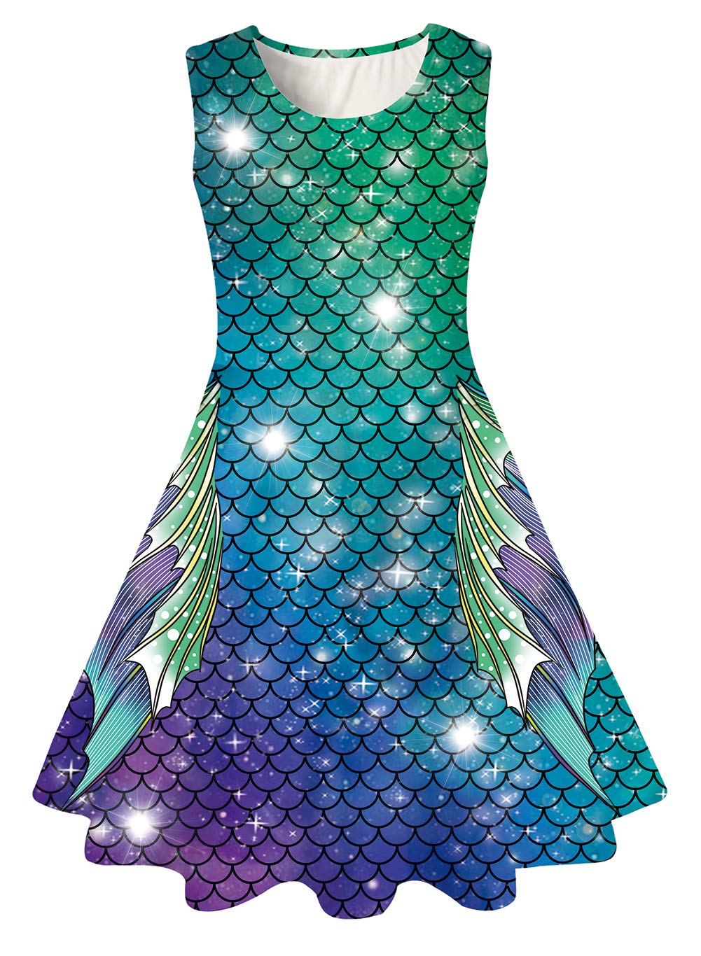 AIDEAONE Mädchenkleid Schmetterling A-Linie Ärmelloses Sommerkleid Buntes Kleid 4-12 Jahre