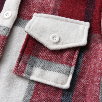Kinder Übergangsjacke Jungen Kindermantel Mädchen Jacke Kariertem Hemd mit Kapuze für Frühling und Herbst