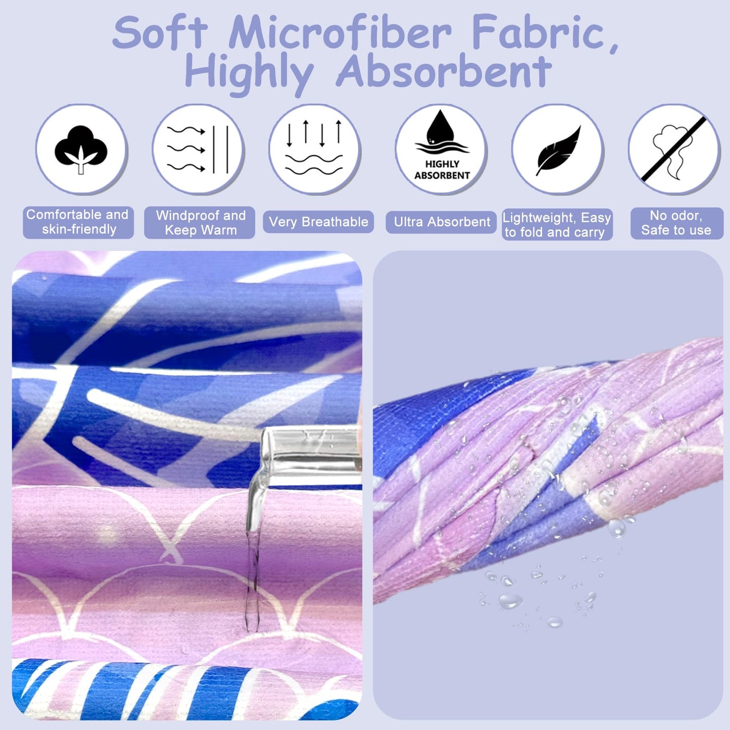 LMSHOWOWO Badeponcho Kinder mit Kapuze 75 * 65cm, Mikrofaser Handtuch Poncho Kinder, Weich Saugfähig Strandtuch Badetuch Badehandtuch, für Strand Schwimmen Reisen, für Mädchen Jungen 2-8 Jahre Alt