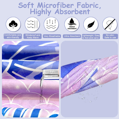 LMSHOWOWO Badeponcho Kinder mit Kapuze 75 * 65cm, Mikrofaser Handtuch Poncho Kinder, Weich Saugfähig Strandtuch Badetuch Badehandtuch, für Strand Schwimmen Reisen, für Mädchen Jungen 2-8 Jahre Alt