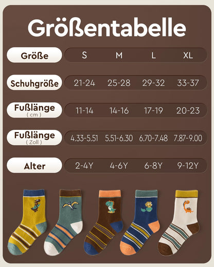 Kyopp 10 Paar Socken Kinder Mädchen und Jungen Klassisch Socken Lustig Cotton Socken Crew Socks Winter/Sommer