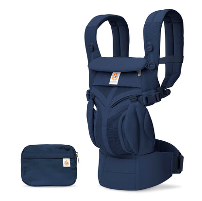 Ergobaby Babytrage, Omni 360 Cool Air Mesh mit 4 Positionen für Neugeborene bis Kleinkinder (0-4 Jahre), ergonomische Kindertrage und Rucksack, Mitternachtsblau