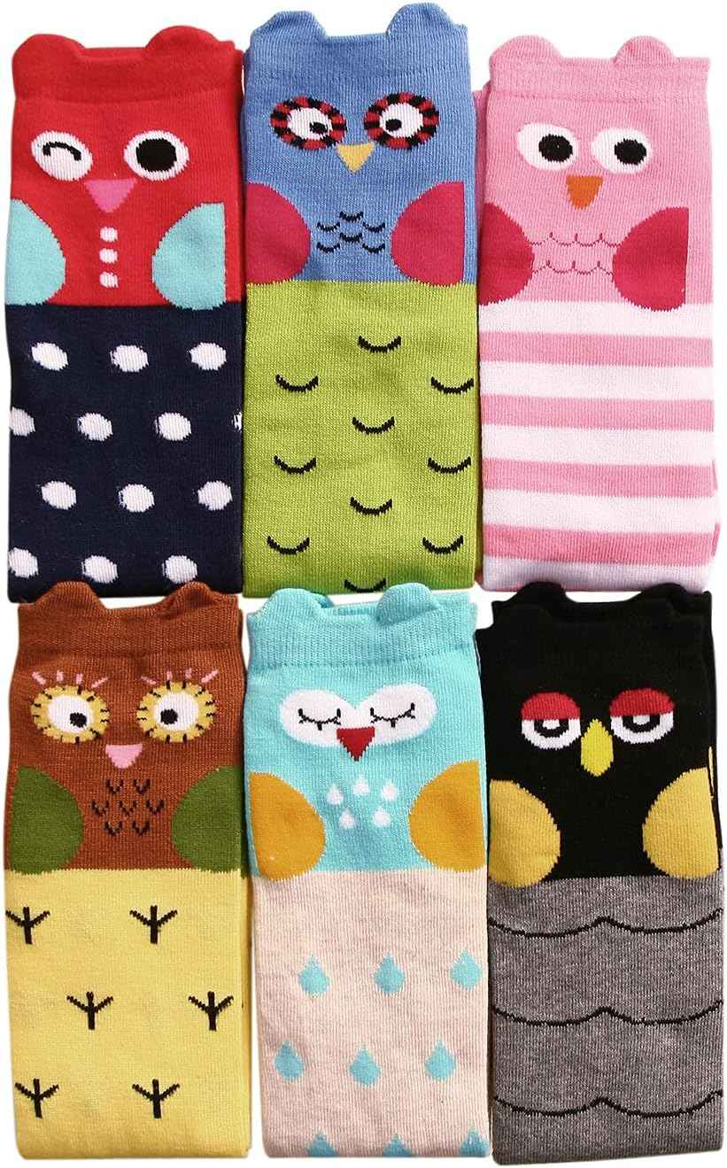 CISMARK Girls' Knee Socks 6 Pairs for Children Gifts Long Funny Children's Socks Animal Cotton Socks 3-12 Years