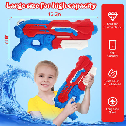 Wasserpistole Kinder – 1200ML Wasserspritzpistole mit 8–10m Reichweite, Outdoor Spielzeug für Sommer, Strand, Pool & Garten – Wasserblaster große reichweite für Jungen & Mädchen (Rot)