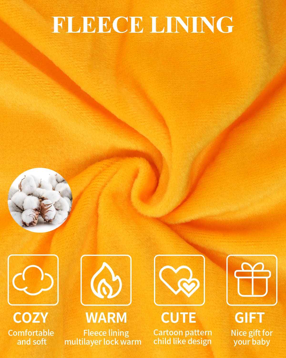 Baby Romper with Hood, Snowsuits with Gloves and Booties, for Toddlers, Fleece Cotton Romper for Toddlers, Boys and Girls, Warm Jumpsuit, Winter Jacket, 6-9 Months