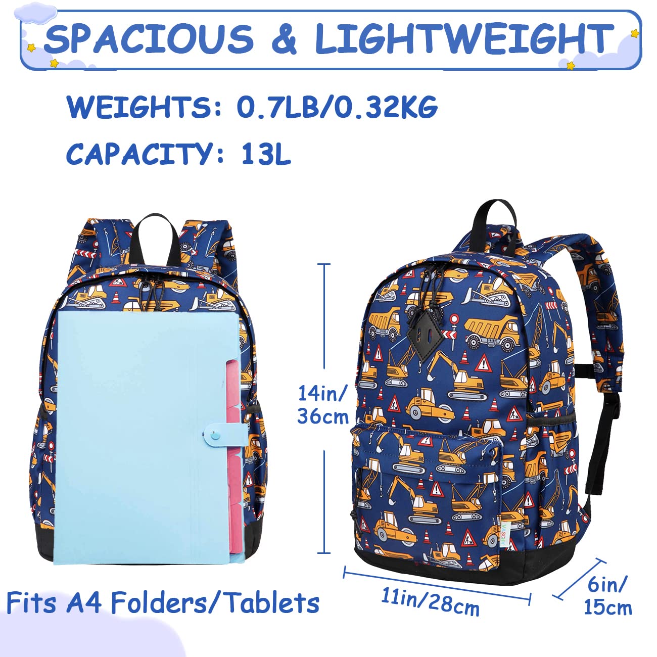 Rucksack für Mädchen, 4-6 Jahre, Schulrucksack mit Seitentaschen und Brustgurt, 127-Einhorn, one size, Niedlich