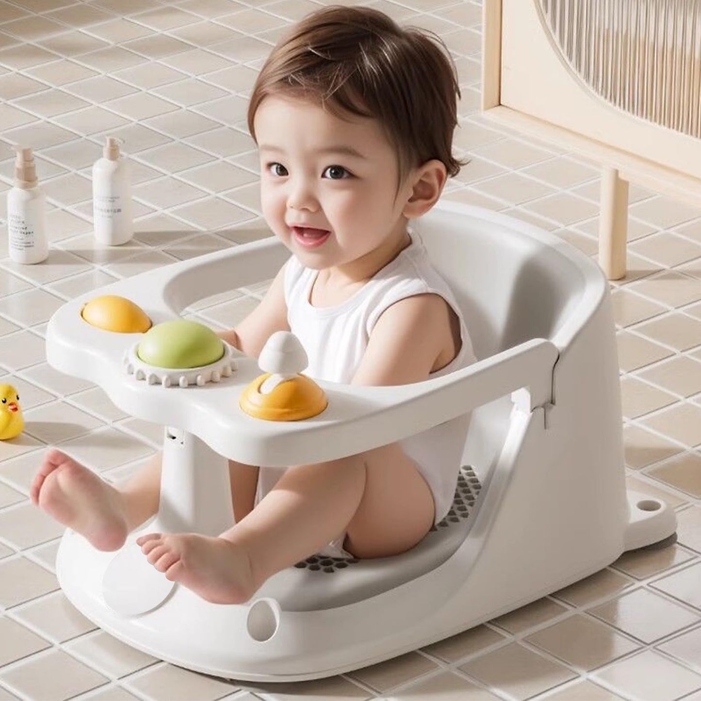Bebamour Baby Bath Seat 6 Months + Child Bathtub Non-Slip Bath Chair, Water Jug