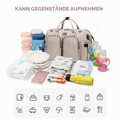 Wickeltasche mit wasserdicher Wickelunterlage und 2 Kinderwagen Haken verstellbare Schultergurt multifunktionale Umhängetasche Reisetasche für Unterwegs