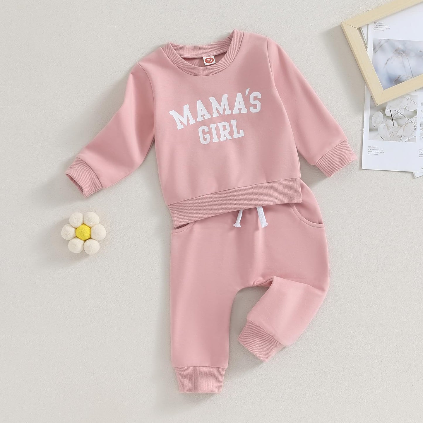 Baby Unisex Weihnachten 2-teilige Hosen Set Jungen Mädchen Weihnachten Outfit Langarm Lebkuchen Papas Mädchen Briefdruck Sweatshirt + Jogginghose Weihnachten Outfit Set Weihnachten Streetwear