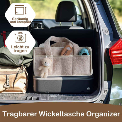 Changing Bag Organiser, Changing Table Organiser, Portable Changing Basket with Removable Compartments, Plush Changing Organiser with Handles, Baby Storage Basket for Changing and Baby Things