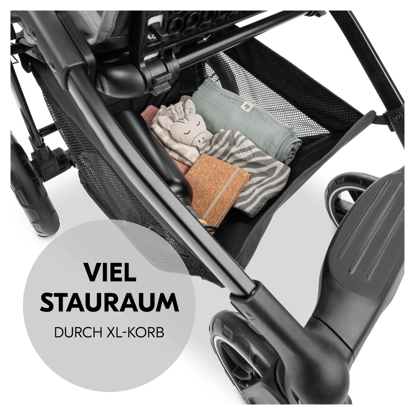hauck 3in1 Kinderwagen Set Shop N Care Trio Set inkl. Buggy, Babywanne, Babyschale ab Geburt bis 22 kg, Klein Zusammenklappbar, Liegefunktion, Getränkehalter & Tablett, UV-Schutz 50+ (Grey)