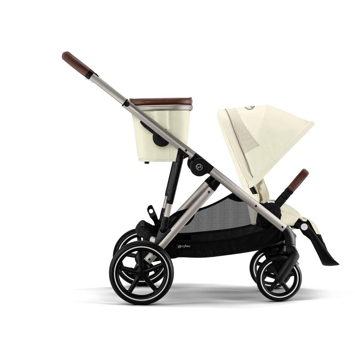CYBEX Gold Kinderwagen e-GAZELLE S, Ab Geburt bis ca. 4 Jahre, Max. 22 kg (Single-Modus) / 2x 22 kg (Duo-Modus), All-in-1-System mit E-Antrieb und 20+ Konfigurationen, Stone Grey