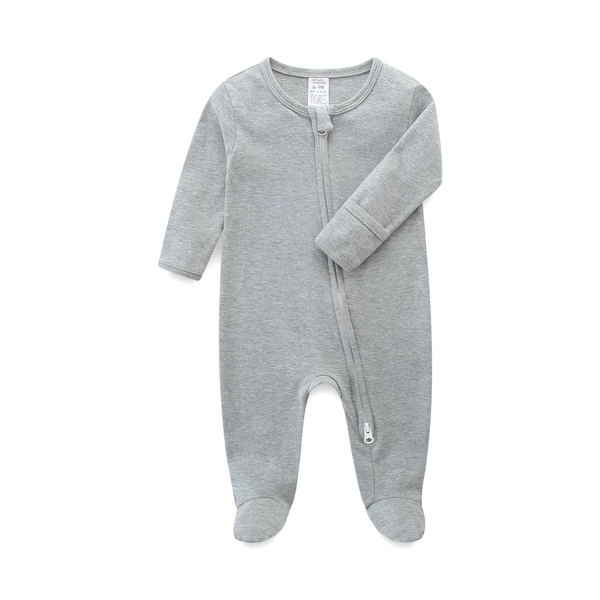 Baby Schlafanzug, Baby Strampler, Neugeborene Strampler Doppelreißverschluss, Baumwolle Langarm Schlafanzug Neugeborene, Schlafstrampler Pyjam Kleidung für Junge Mädchen 0-3 Monate