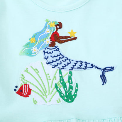 Dinopjs Kleider für Kleines Mädchen Kurzarm Kleid Cartoon-Stil Regenbogen Ozean Prinzessinnenkleid Dino Giraffe Osterhase Meerjungfrau Kinder Prinzessin Kostüm Tägliche Sommer Rock Ferienkleider