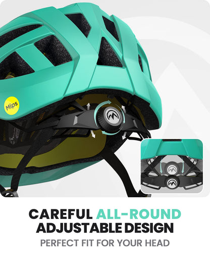 OutdoorMaster MIPS Bike Helmet - Two removable inner linings &amp; ventilation in multi-environment - Bike helmet in mountain, highway for youth &amp; adults 