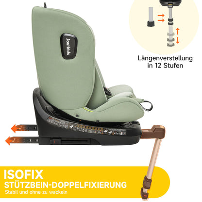 Jovikids 360° Drehbar Kindersitz mit ISOFIX, i-Size 40-150cm(ab Geburt -12 Jahre) Baby Autositz Reboarder mit Liegefunktion & Abnehmbar Vordach, ECE R129 (Rosa) - Meloni2