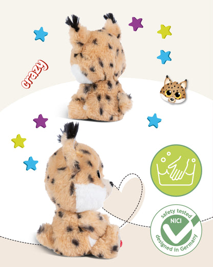 NICI GLUBSCHIS Lynx Lenzo 15cm - Dangling cuddly toy lynx with big glittery eyes - 49295 