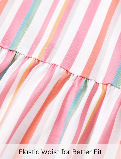 PATPAT Mädchenkleid ärmellos, Baby Mädchen Kleid mit Schleife an den Schulterträgern für Geburtstag, Party, Bankett, Hochzeit, Urlaub, Bunt