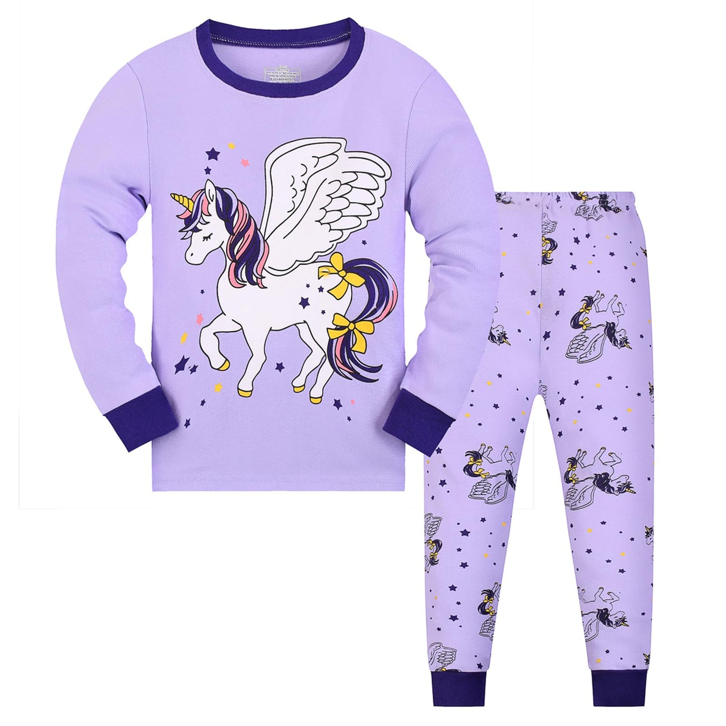 Mädchen Einhorn Kinder Pyjamas Baumwolle Langarm Winter Pyjamas Zwei Stück Größe 3-13 Jahre