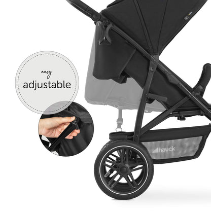 hauck Buggy Rapid 3R für Kinder bis 22 kg, Gummi Reifen, Klein Zusammenklappbar, UV-Schutz 50+, mit Schlaffunktion ab Geburt, Höhenverstellbarer Schieber, Großer Korb bis 3 kg (Black)