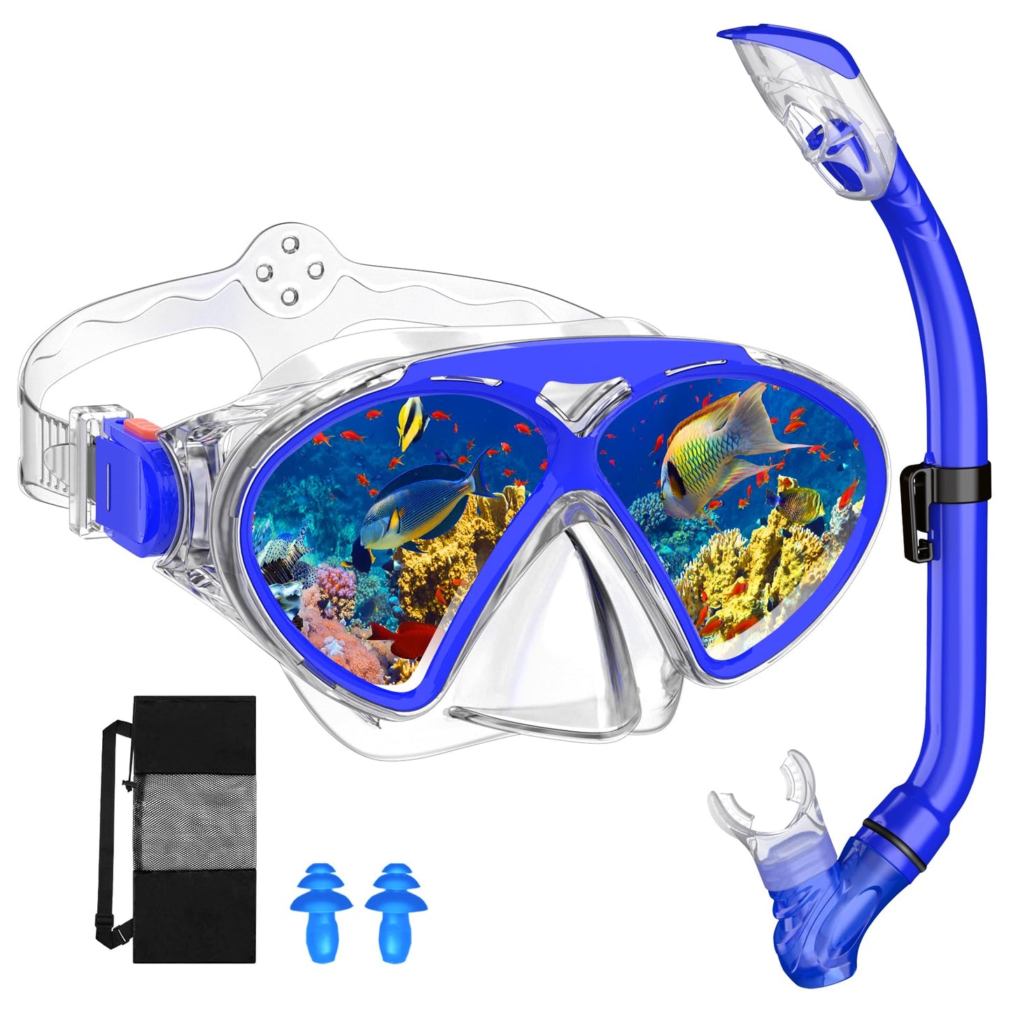 JEMULICE Taucherbrille Kinder, Schwimmbrille Kinder Schnorchelmaske für Jungen Mädchen, Tauchmaske mit Nasenabdeckung 180°Panorama HD Anti Nebel Anti-Leck Schwimmmaske für Kinder 4-16 Jahre
