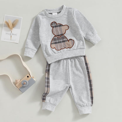 Baby Boys Girls Clothes Little Bear Sweatshirt + Trousers Two Piece Set Newborn Outfit 