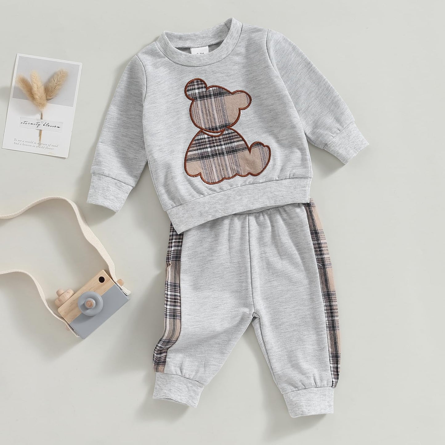 Baby Boys Girls Clothes Little Bear Sweatshirt + Trousers Two Piece Set Newborn Outfit 