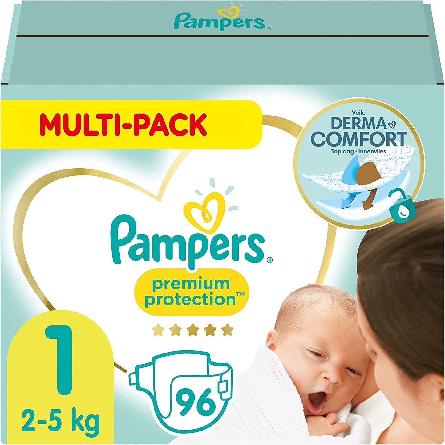Pampers Premium Protection Größe 6, 144 Windeln, 13kg-18kg, Doppelter Schutz für die Haut und vor Auslaufen