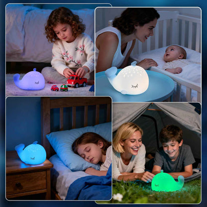 Nachtlicht Kinder Wal Silikon Nachtlicht Dimmbar RGB Tier Touch Aufladbare Kinderlicht Schlafzimmer Led Night Light Dekor Kinder Lampe Geschenke Für Mädchen Junge Weihnachtsgeschenke