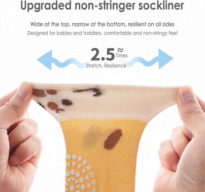 Non-Slip Socks for Children, Pack of 3 Baby Knee Socks, Children's Socks Made of Cotton, Girls, Knee-Length Crawling Socks, Animal Themed Non-Slip Sports Socks for Boys and Girls, 1-3 Years