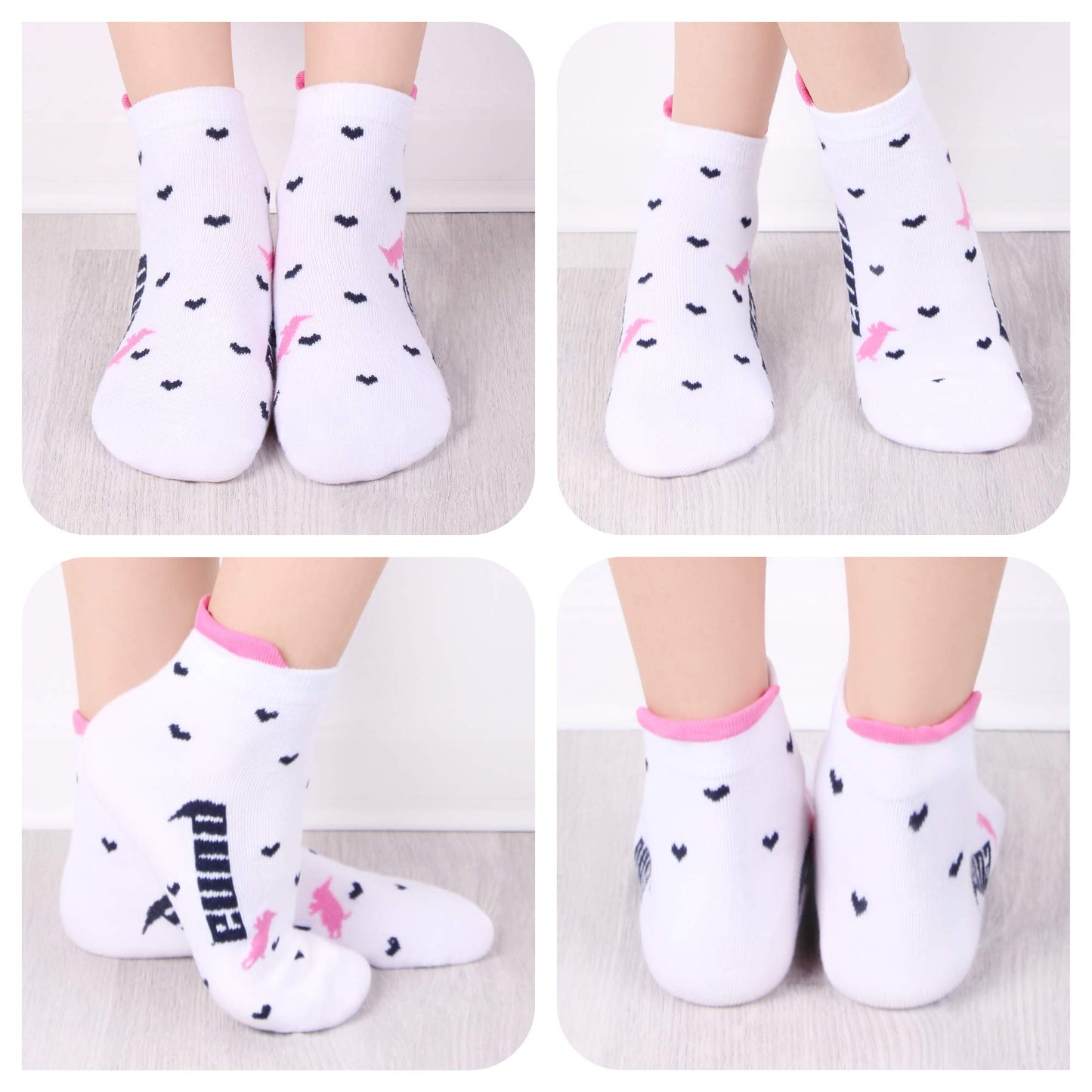 L&K-II 10/12 Paar Kinder Mädchen Socken mit niedlichen Herzmustern Kids Füßlinge Sneakersocken bunt 2825
