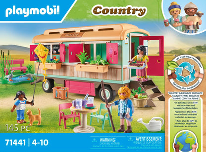PLAYMOBIL Country 71441 Gemütliches Bauwagencafé, spielerisches Lernen mit liebevoll gestaltetem Bauwagen, detailreicher Austattung und einem Gänseteich, nachhaltiges Spielzeug für Kinder ab 4 Jahren
