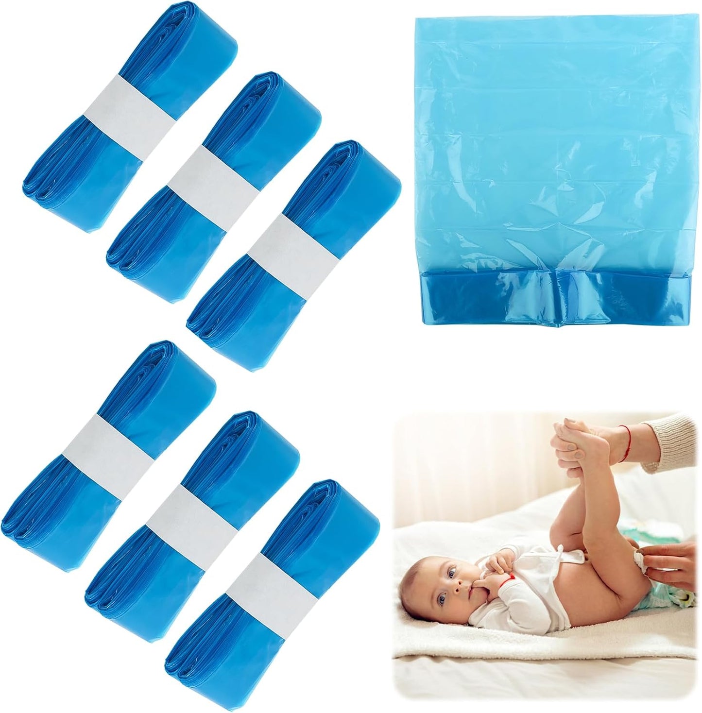 6pcs Windeleimer Nachfüllkassetten, NachfüLlfolie Windeleimer Geruchsdichte, Windeleimer-Nachfüllpackungen 4,5 M, Windeltaschen, WindelbehäLter-Nachfüllkassetten Kompatibel Mit Allen WindelbehäLtern