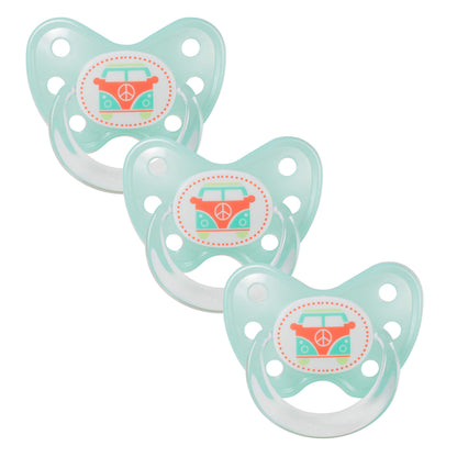 dentistar Silikon Schnuller 3er-Set - Größe 3, ab 14 Monate - Zahn- & kieferfreundlicher Nuckel mit Dental-Stufe – BPA-frei – Made in Germany - Trecker, Grün