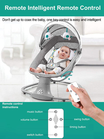 Sianldcone Baby Cradle, Bassinet Baby Toddler Cradle, Baby Bedside Table, Foldable Convertible Co-Sleeping Baby Bed with Music, 5-Swaying Gears (HR00 Pink) 