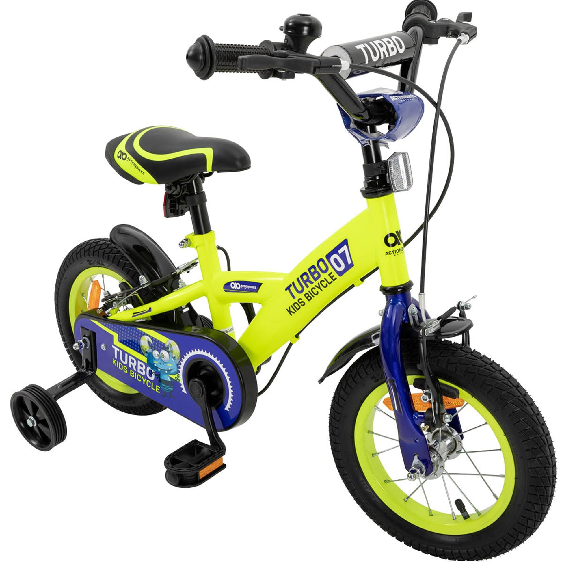 Actionbikes Kinderfahrrad Turbo | 12 16 Zoll - V-Brake Bremsen - Fahrrad für Kinder von 2-7 Jahren - Schutzblech v. / h - Kinder Fahrrad für Mädchen & Jungen - Fahrräder - Bicycle - Kinderrad - Bike - Meloni2