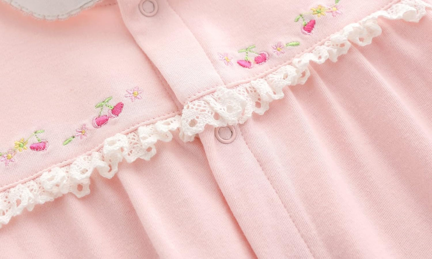 KIDDLETOWN Baby Pyjamas Newborn Baby Girls 0-3 Months Organic Cotton Long Sleeve Popper Frog Cartoon