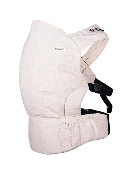 Petit Moi Première Babytrage Rucksack Halter ab 3,5 kg Neugeborene Kleinkinder Unisex speziell designt für aktive Väter und Mütter robuste atmungsaktive Baumwolle Leinen - écru - One Size
