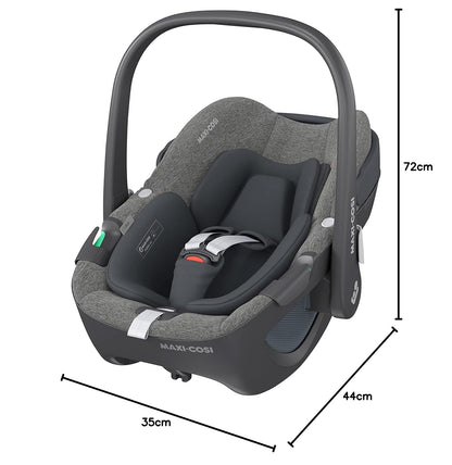 Maxi-Cosi Pebble 360 i-Size Babyschale Drehbar, Neugeborenen Autositz 360 Grad, 0–15 Monate (40–83 cm), Drehung mit einer, ClimaFlow, Easy-In-Gurt, G-CELL Seitenaufprallschutz, Select Grey - Meloni2