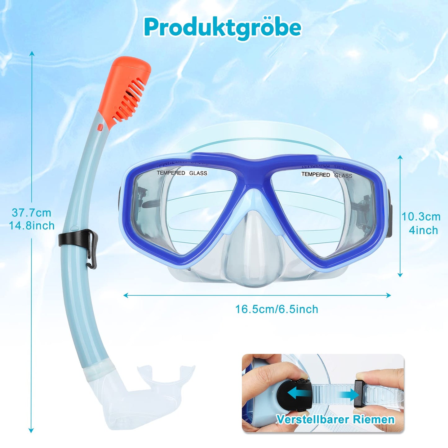 KUYOU Taucherbrille Kinder mit Schnorchel Schnorchelset Schwimmbrille Schnorchelmaske 7-13 Jahre, Dry Top System, Panorama-Weitblick