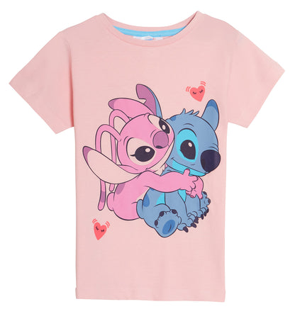 Disney Mädchen 3er-Pack Lilo und Stitch T-Shirts Kinder Angel Sommertop Kurzarm-T-Shirts