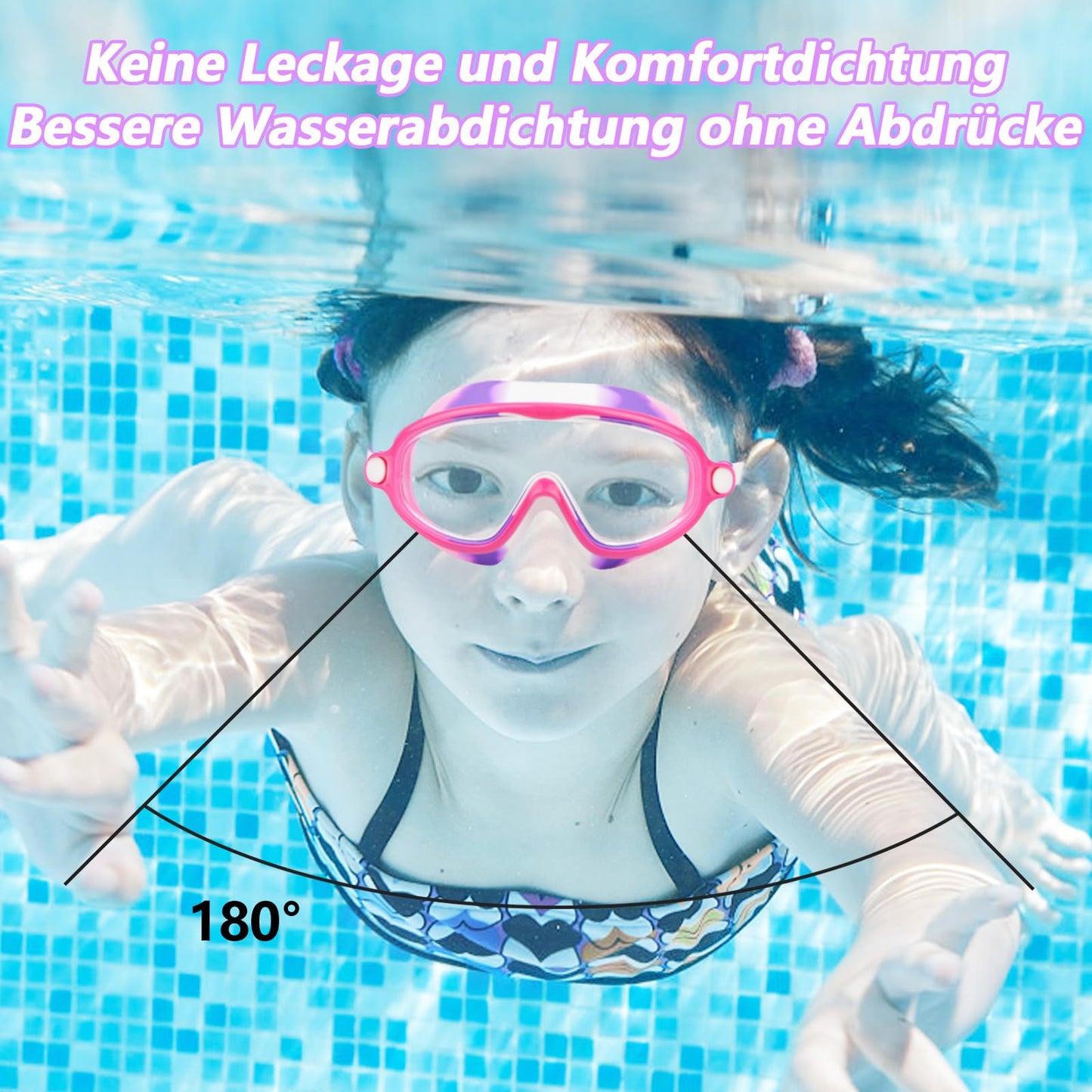 Moseem Schwimmbrille Kinder, 2 Stück Schwimmbrille 3-15 Jahre UV-Schutz,Anti-Nebel Kein Auslaufen Schwimmbrillen für Kinder, Mädchen, Jungen