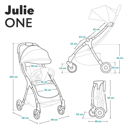 LIONELO Julie One Buggy Pushchair up to 22 kg, Adjustable Backrest and Footrest, Mosquito Net, Leg Warmer, Drink Holder and Transport Bag, Foldable