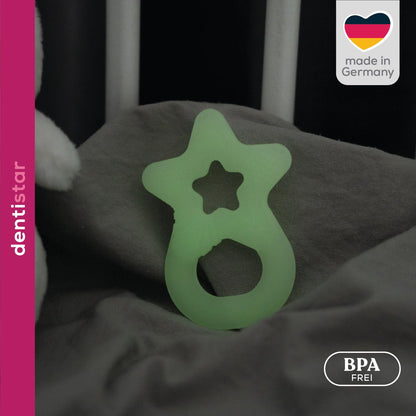 Dentistar Beißring 2er-Set – Teether für Babys & Kleinkinder ab 3 Monate – Baby Beißring mit Griff aus weichem Material zur Zahnungshilfe & Massage – Made in Germany – Pink & Lila