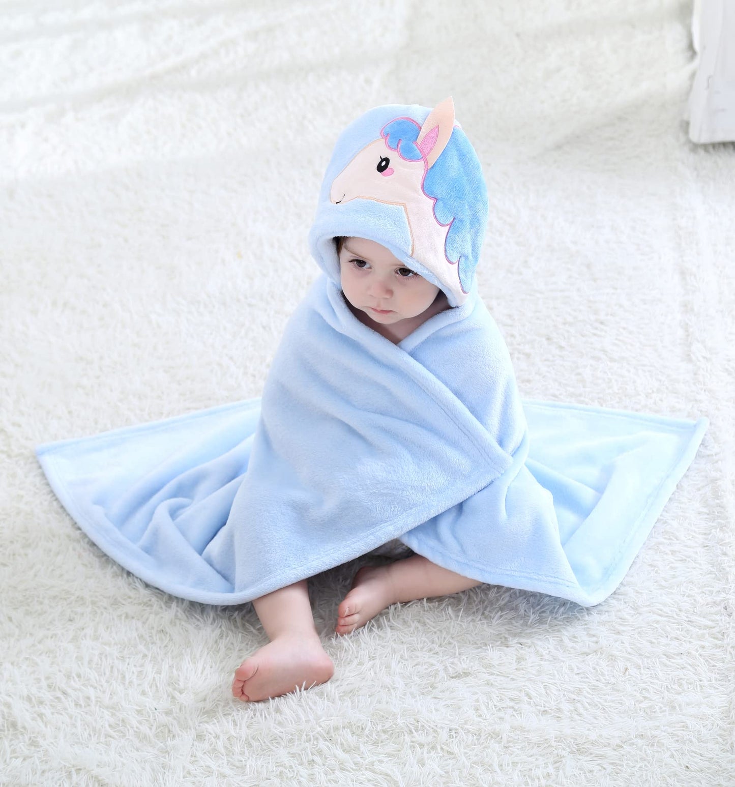 Doladola Baby Decke Babys Tier Design，Flanell Kinder Decke Kapuzenhandtuch für Mädchen und Jungen，Baby Kapuze Badeponcho Kinder Warm（gelbe Ente）