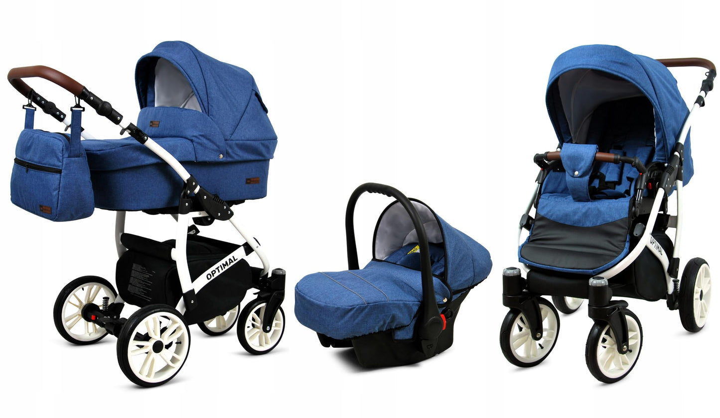 BabyLux® Kinderwagen Set 4 in 1 - Optimal - incl. Babywanne, Buggy Sportsitz, Auto-Babyschale, ISOFIX-Basisstation - Autositz - Kinderwagenset - Kombikinderwagen mit Wickeltasche usw.