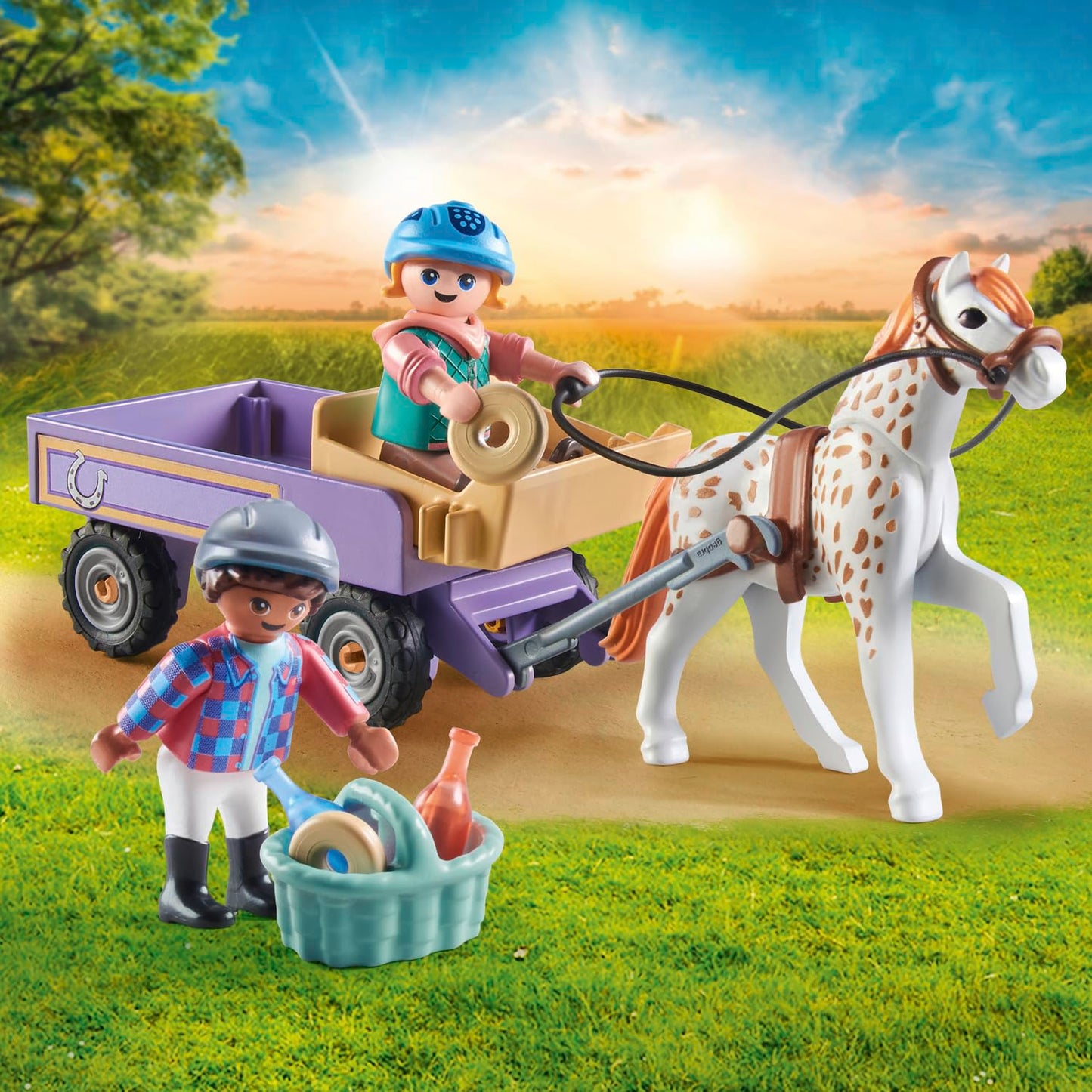 PLAYMOBIL Horses of Waterfall 71496 Pony Carriage, Magical Trip with the Pony, Exciting Adventures at the Waterfall Ranch, Detailed Toy for Children from 4 Years