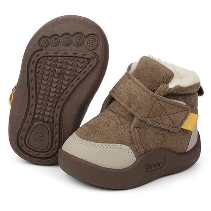 MASOCIO Winter Shoes Baby Boots Boys Girls Baby Shoes Winter Plush Flat Rubber Non-Slip Size 18-23 EU