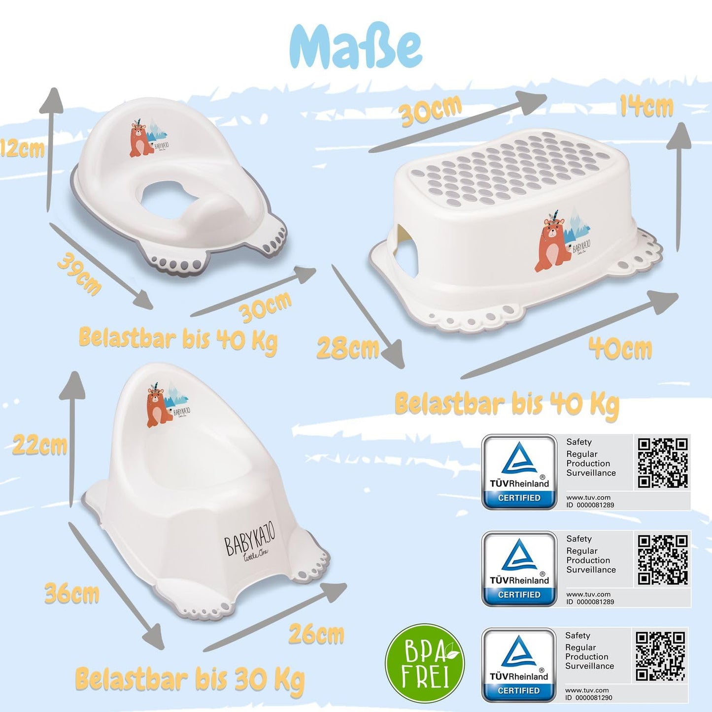 Baby Badewanne mit Gestell 4 Set TÜV Rheinland zertifiziert! Babybadewannen + Baby Badewannensitz +Abfluss + Gestell - Babywanne mit Ständer! Baby Pflegeset für Neugeborene.